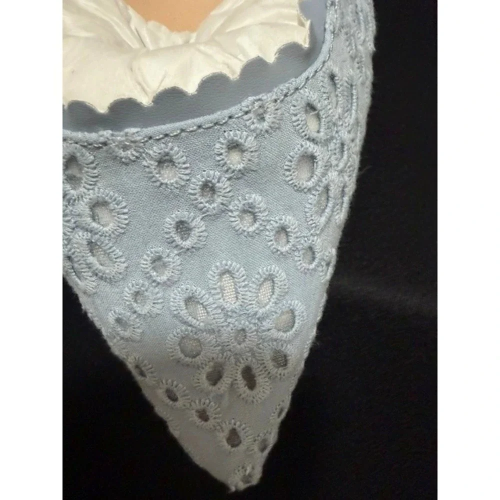 Crown and Ivy Lillie Eyelet Slingback Pumps Light Blue Bow Kitten Heel Size 9M